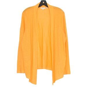 Chicos Cardigan Linen Minimalist Coastal Grandma Boho Summer Orange 2 Large 12